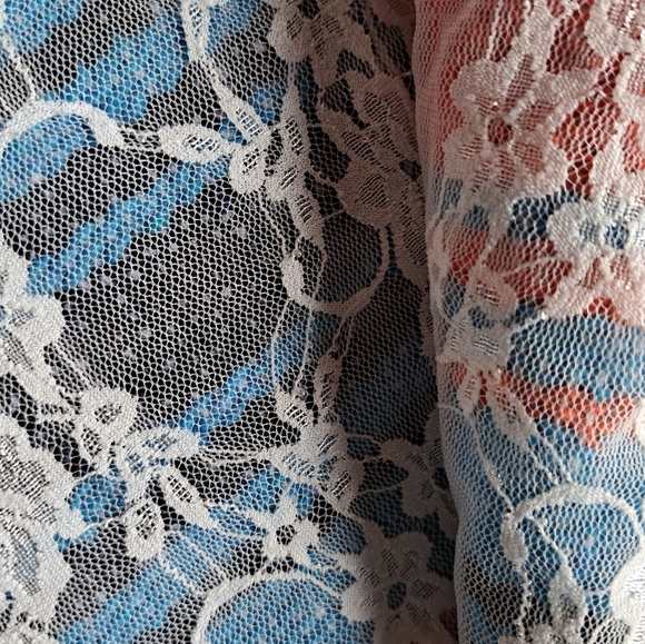 Three Bird Nest / Orange, Fushia, Blue & Black Lace Sarape Infinity - Picture 9 of 14